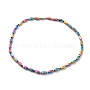 Synthetic Hematite Twist Rectangle & Round Beaded Necklace with Magnetic Clasp for Men Women, Rainbow Color, 20.39 inch(51.8cm)(G-C006-09MC)