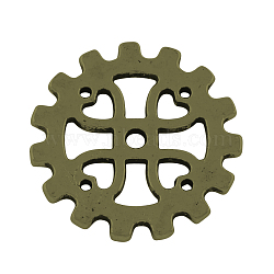 Tibetan Style Alloy Steampunk Pendants, Cadmium Free & Lead Free, Gear, Antique Bronze, 18x1.5mm, Hole: 1.5mm, about 740pcs/1000g(TIBEP-R304-036AB-LF)