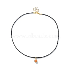 Alloy Enamel Dice Pendant Necklace with Polyester Cords, Orange, 17.72 inch(45cm)(NJEW-JN04515)