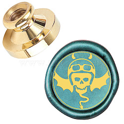 Wax Seal Brass Stamp Head, for Wax Seal Stamp, Golden, Skull Pattern, 25x14.5mm(AJEW-WH0130-703)