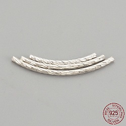 925 Sterling Silver Beads, Tube, Fancy Cut, Silver, 20x1.5mm, Hole: 1mm(STER-S002-01)