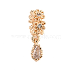 Rack Plating Brass Clear Cubic Zirconia European Dangle Charms, Teardrop Large Hole Pendants, Long-Lasting Plated, Lead Free & Cadmium Free, Light Gold, 18mm, Hole: 4mm(KK-F876-23KCG)