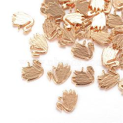 Brass Charms, Swan, Light Gold, 9x10x1mm, Hole: 1mm(KK-R037-144KC)