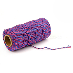 100M Macrame 2-Ply Cotton Braid Thread, with Spool, Round, Deep Pink, 2mm, about 109.36 Yards(100m)/Roll(MAKN-PW0001-097A-09)