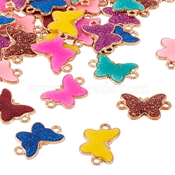Pandahall 32Pcs 8 Colors Alloy Enamel Connector Charms, Butterfly Links, Light Gold, with Glitter Powder, Mixed Color, 13x21mm, Hole: 1.9mm, 4pcs/color(ENAM-TA0001-70)