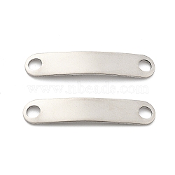 201 Stainless Steel Links/Connectors, Curved Oval, Stamping Blank Tag, Stainless Steel Color, 30x6x1mm, Hole: 3mm(STAS-S158-09A-P)