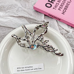 Hollow Butterfly Alloy Rhinestone Large Claw Hair Clips, for Women Girl Thick Hair, Platinum, 55x100mm(PW-WG31384-03)