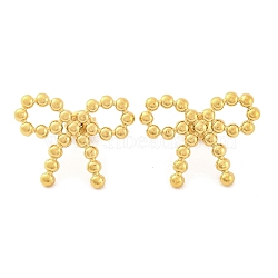 Ion Plating(IP) 304 Stainless Steel Stud Earrings for Women, Bowknot, Real 14K Gold Plated, 19x25mm(EJEW-N054-20G)