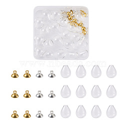 Craftdady DIY Wishing Bottle Pendant Making Kits, Including 20Pcs Oval Glass Micro Beads Container, 2 Colors Alloy Peg Bails Pendants, Platinum & Golden, 23x20.5mm, Hole: 4.5mm, 40pcs/box(DIY-CD0001-25)