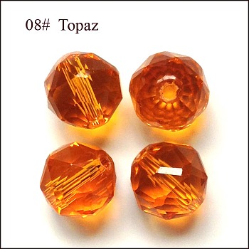 Imitation Austrian Crystal Beads, Grade AAA, Faceted, Round, Orange, 6mm, Hole: 0.7~0.9mm
