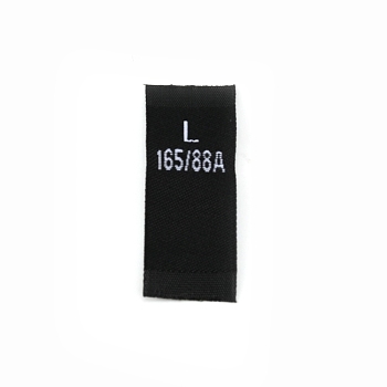 Polyester Clothing Size Labels(L), Woven Crafting Craft Labels, for Clothing Sewing, Black, 38x15x0.4mm, 500pcs/bag