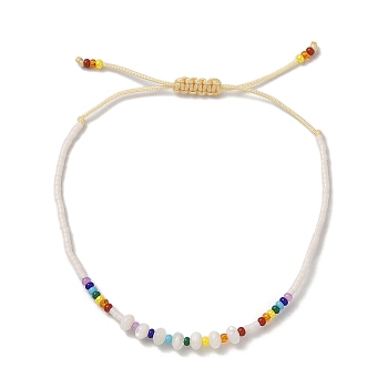 Miyuki Seed Beads & Shell  Braided Bead Bracelets, Adjustable Nylon Cord Bracelets for Women, Colorful, Inner Diameter: 1-7/8~3 inch(4.8~7.75cm)