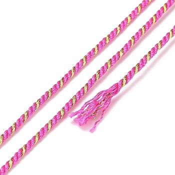 Polycotton Filigree Cord, Braided Rope, with Plastic Reel, for Wall Hanging, Crafts, Gift Wrapping, Deep Pink, 1.2mm, about 27.34 Yards(25m)/Roll