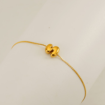 304 Stainless Steel Serpentine Chain Bracelets, Chunk Letter Link Bracelets for Women, Real 18K Gold Plated, Letter S, 6.50 inch(16.5cm), letter: 7~8.5x6~10.5mm