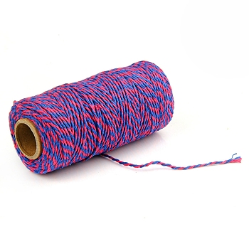 100M Macrame 2-Ply Cotton Braid Thread, with Spool, Round, Deep Pink, 2mm, about 109.36 Yards(100m)/Roll