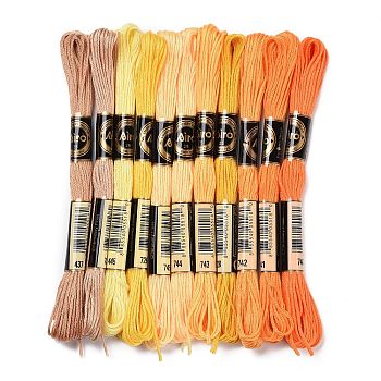 11 Skeins 11 Colors 6-Ply Polyester Embroidery Floss, Cross Stitch Threads, Gradient Color Series, Yellow, 0.5mm, about 8.75 Yards(8m)/Skein, 11 colors, 1 skein/color, 11 skeins/set