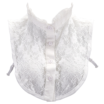 Polyester Lace Collar, Detachable Lace Neckline Trim, Garment Accessories, White, 300x320x3.5mm