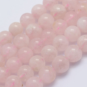 Natural Morganite Beads Strands, Round, Grade AB, 6~6.5mm, Hole: 1mm, about 64pcs/strand, 15.5 inch(39.5cm)