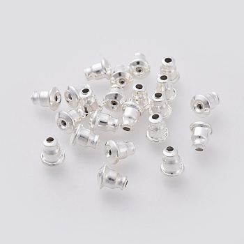 304 Stainless Steel Ear Nuts, Earring Backs, Silver, 6x5mm, Hole: 1.2mm, Fit For 0.6~0.7mm Pin