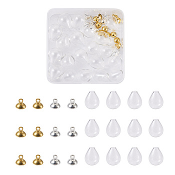 Craftdady DIY Wishing Bottle Pendant Making Kits, Including 20Pcs Oval Glass Micro Beads Container, 2 Colors Alloy Peg Bails Pendants, Platinum & Golden, 23x20.5mm, Hole: 4.5mm, 40pcs/box