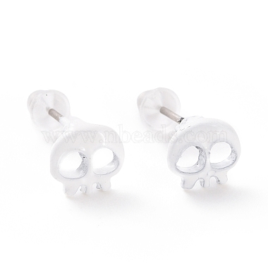 White Skull Alloy Stud Earrings