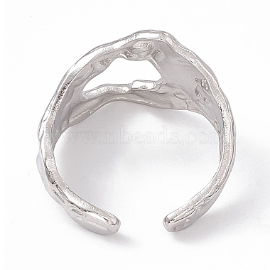 304 Stainless Steel Wide Hollow Open Cuff Ring for Women(RJEW-G275-04P)-3