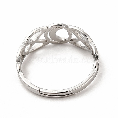 304 Stainless Steel Crescent Moon Adjustable Ring for Women(RJEW-B027-03P)-3