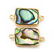 Natural Paua Shell Connector Charms(PEAR-P004-40KCG)-3