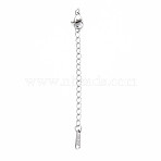 Tarnish Resistant 304 Stainless Steel Chain Extender, Cadmium Free & Nickel Free & Lead Free, with Clasps and Tiny Teardrop Charm, Stainless Steel Color, 50mm, Hole: 2.5mm(STAS-N088-43P)
