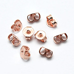 Brass Ear Nuts, Friction Earring Backs for Stud Earrings, Cadmium Free & Lead Free, Rose Gold, 5x4x2.5mm, Hole: 0.8mm(KK-I641-01RG)