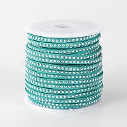 Rivet Faux Suede Cord, Faux Suede Lace, with Aluminum, Dark Turquoise, 3x2mm, about 20yards/roll(LW-M001-14)