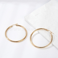 201 Stainless Steel Big Hoop Earrings, with 304 Stainless Steel Pin, Hypoallergenic Earrings, Ring Shape, Golden, 46x3mm, 9 Gauge, Pin: 0.7x1mm(EJEW-F205-14G-B)