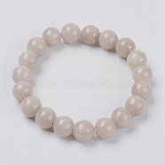 Natural Yellow Jade Beaded Stretch Bracelet, Dyed, Round, Lavender Blush, 2 inch(5cm), Beads:  6mm(BJEW-P209-15-6mm)