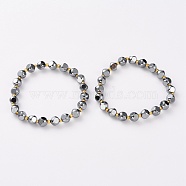 Terahertz Stone Beads Stretch Bracelets, Faceted, Six Sided Celestial Dice, Inner Diameter: 1-7/8~2-1/8 inch(4.7~5.5cm)(BJEW-Z007-B-02)