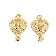 Brass Hollow Connector Charms, Heart Links, Real 18K Gold Plated, 14.5x9x4mm, Hole: 0.9mm(KK-S395-03G)