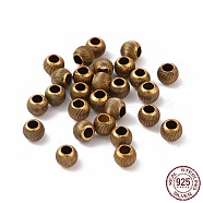925 Sterling Silver Beads, Barrel with Textured, Antique Golden, 4x3mm, Hole: 1.8mm, about 75Pcs/5g(STER-D036-19AG)
