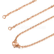 304 Stainless Steel Cable Chain Necklace Making, with Lobster Claw Clasps, Rose Gold, 16.2 inch~16.5 inch(41.4~42cm), 1.5mm, Hole: 2.5mm(X-STAS-T040-PJ209-3-40)
