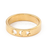 304 Stainless Steel Moon and Star Finger Ring for Women, Golden, US Size 7 3/4(17.9mm)(RJEW-A006-02G)