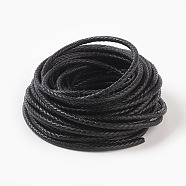 Braided Leather Cord, Leather Jewelry Cord, Jewelry DIY Making Material, Dyed, Round, Black, 5mm(X-WL-F009-B02-5mm)