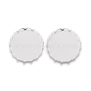 304 Stainless Steel Cabochon Settings, Lace Edge Bezel Cups, Flat Round, Silver, Tray: 18mm, 19x3mm(X-STAS-P249-16D-S)