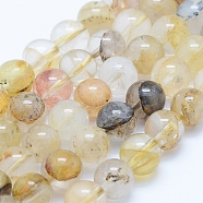 Natural Dendritic Quartz Beads Strands, Round, 8mm, Hole: 1mm, about 51pcs/strand, 15.7 inch(40cm)(G-J373-01-8mm)