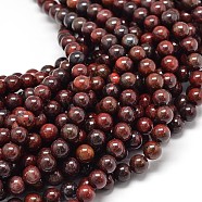 Natural Brecciated Jasper Round Beads Strands, 8mm, Hole: 1mm, about 48pcs/strand, 15.5 inch(G-P075-14-8mm)