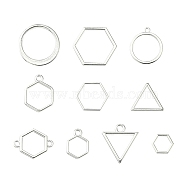 10Pcs Alloy Open Back Bezel Pendants and Links, Filling Accessories, for Epoxy Resin, Resin Jewelry Making, Mixed Shapes, Silver, 10~22x10~22mm(PALLOY-YWC0002-01S)