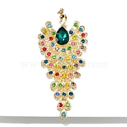 Alloy Rhinestone Brooch for Backpack Clothes, Emerald, 107x48mm(PW-WG83D6C-01)