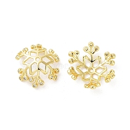 Brass Micro Pave Cubic Zirconia Bead Cap, Snowflake, Real 16K Gold Plated, 19.5x17.5x6mm, Hole: 1.4mm(KK-C040-01G)