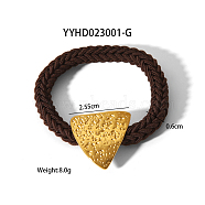 Korean Style Polyester Hair Ties, Triangle Stainless Steel Charms Hair Ties, Golden, Inner Diameter: 22.5mm(TY9948-1)