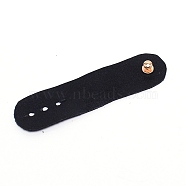 Leather Data Cables Storage Bands, with Iron Button, Flat, Black, 90x26x10mm, Hole: 3mm(AJEW-WH0230-34A)
