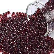 TOHO Round Seed Beads, Japanese Seed Beads, (2153) Black Cherry Lined Dark Amber, 11/0, 2.2mm, Hole: 0.8mm, about 1110pcs/10g(X-SEED-TR11-2153)