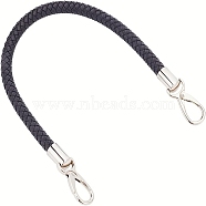 WADORN PU Imitation Leather Braided Bag Handle, Bag Strap, with Alloy Snap Clasp, Black, 49.5cm, 1pc/box(FIND-WR0011-13)