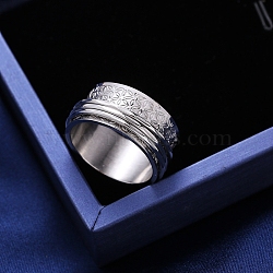 Rotatable Stainless Steel  Finger Rings, Stainless Steel Color, 10mm,US Size 9(18.9mm)(PW-WG1D298-03)